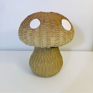 Brown Mushroom w/ White Polka Dots Faux Woven Resin Tabletop Decor